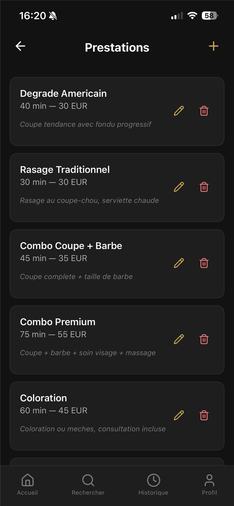 Coiffeur & barbier — écran 2